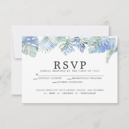 Cornflower Blue Tropical Waterverf laat zich over RSVP Kaartje
