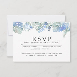 Cornflower Blue Tropical Waterverf laat zich over RSVP Kaartje