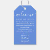 Cornflower Blue Trouwgunst Welkomstmand Zak Cadeaulabel (Voorkant)