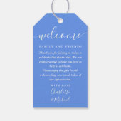 Cornflower Blue Trouwgunst Welkomstmand Zak Cadeaulabel (Achterkant)