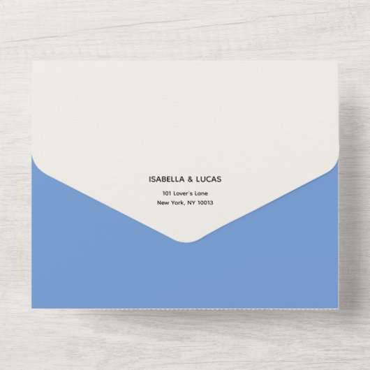 Cornflower Blue Wedding All In One Uitnodiging (Achterkant)