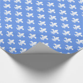 Cornflower Blue White Fleur de Lis Pattern Cadeaupapier (Hoek)