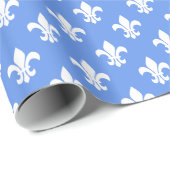 Cornflower Blue White Fleur de Lis Pattern Cadeaupapier (Rol Hoek)