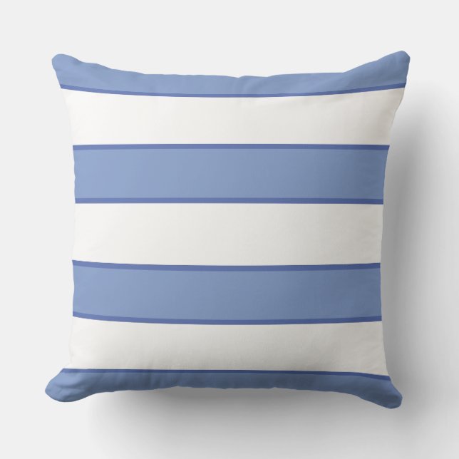 Cornflower Blue White Nautical Elegant Modern Buitenkussen (Voorkant)