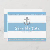 Cornflower Blue & White Stripes Diamond Anchor Aankondigingskaart (Voorkant / Achterkant)