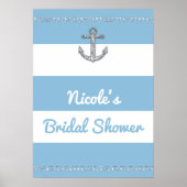 Cornflower Blue & White Stripes Diamond Anchor Poster (Voorkant)