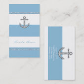 Cornflower Blue & White Stripes Diamond Anchor Visitekaartje (Voorkant / Achterkant)
