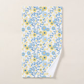 Cornflower Blue Yellow Floral Pattern Monogram Bad Handdoek (Handdoek)