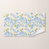 Cornflower Blue Yellow Floral Pattern Monogram Bad Handdoek (Handdoek)