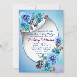 Cornflower Blues in Waterverf bruiloft Kaart