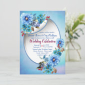Cornflower Blues in Waterverf bruiloft Kaart (Staand voorkant)