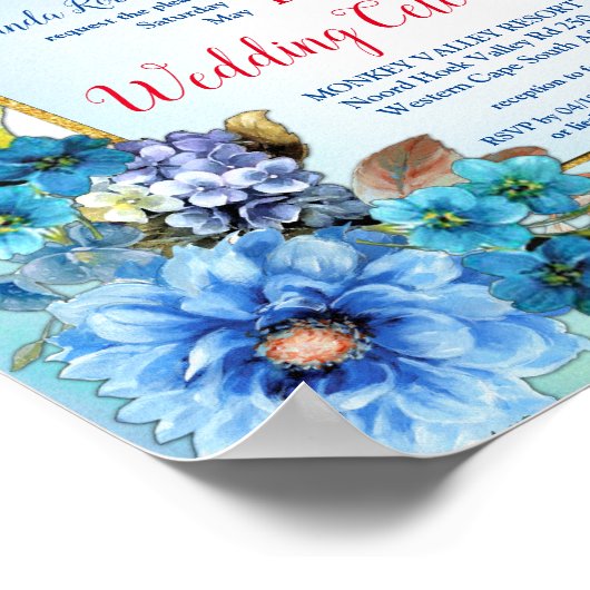 Cornflower Blues in Waterverf bruiloft Poster (Hoek)