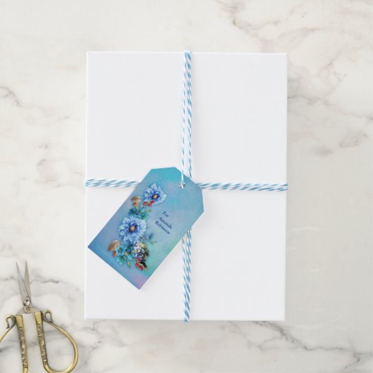 Cornflower Blues in Waterverf Cadeaulabel (Met Touw)