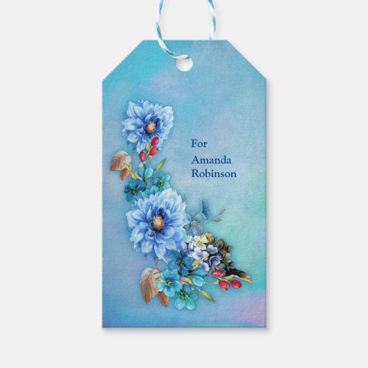 Cornflower Blues in Waterverf Cadeaulabel (Voorkant)