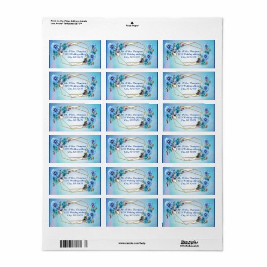 Cornflower Blues in Waterverf Etiket (Full Sheet)