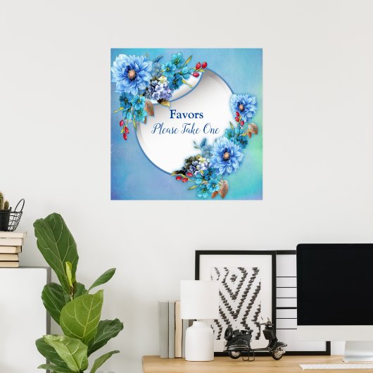 Cornflower Blues in Waterverf Favors Poster (Thuiskantoor)