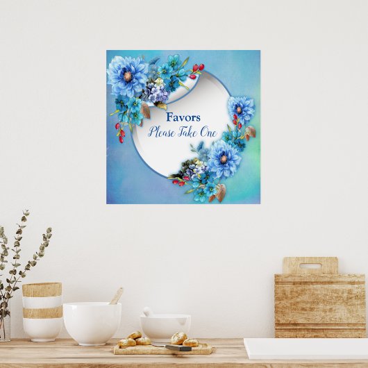 Cornflower Blues in Waterverf Favors Poster (Keuken)