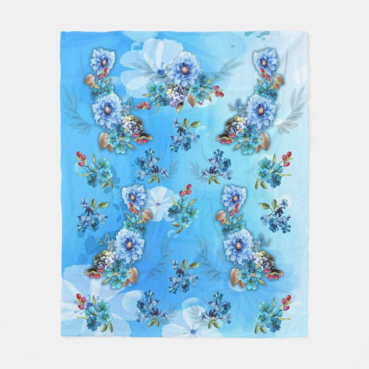 Cornflower Blues in Waterverf Fleece Deken (Voorkant)