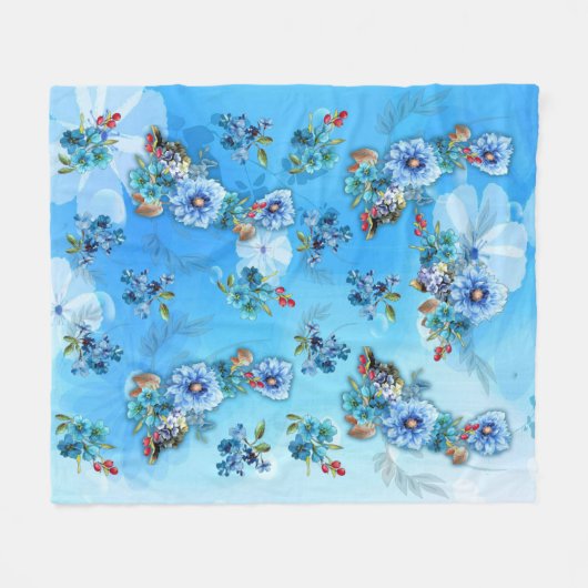 Cornflower Blues in Waterverf Fleece Deken (Voorkant (Horizontaal))