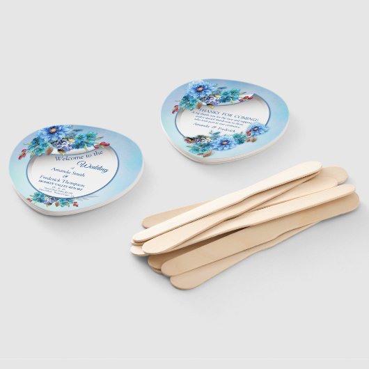 Cornflower Blues in Waterverf Handwaaier (Niet-gemonteerd)