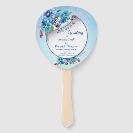 Cornflower Blues in Waterverf Handwaaier (Voorkant)