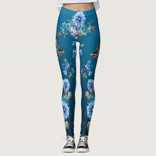 Cornflower Blues in Waterverf Leggings (Voorkant)