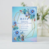 Cornflower Blues in Waterverf RSVP Kaartje (Staand voorkant)