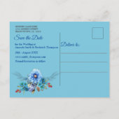 Cornflower Blues in Waterverf Save the Dates Aankondigingskaart (Achterkant)