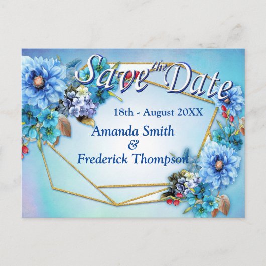 Cornflower Blues in Waterverf Save the Dates Aankondigingskaart (Voorkant)