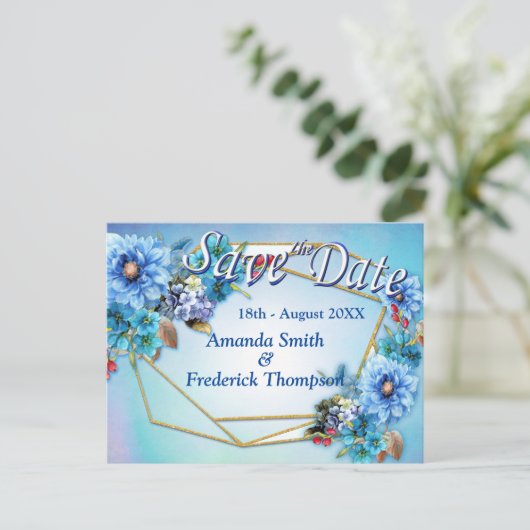 Cornflower Blues in Waterverf Save the Dates Aankondigingskaart (Staand voorkant)