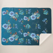 Cornflower Blues in Waterverf Sherpa Deken (Voorkant (horizontaal))