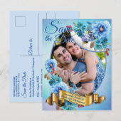 Cornflower Blues in Waterverf Sparen de datum Aankondigingskaart (Voorkant / Achterkant)