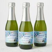 Cornflower Blues in Waterverf Sparkling Wijnetiket (Flessen)
