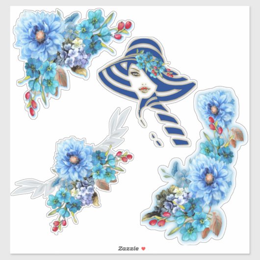 Cornflower Blues in Waterverf Sticker (Vel)