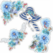 Cornflower Blues in Waterverf Sticker (Voorkant)