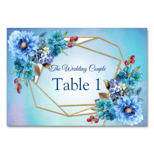 Cornflower Blues in Waterverf Table cards Kaart (Voorkant)