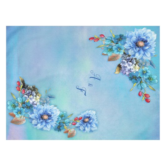 Cornflower Blues in Waterverf Tafelkleed (Voorkant (Horizontaal))