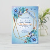 Cornflower Blues in Waterverf Verloving Kaart (Staand voorkant)