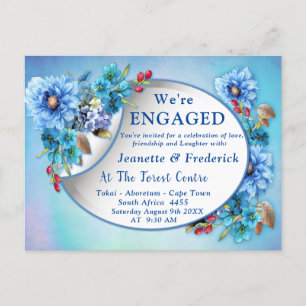 Cornflower Blues in Waterverf Verloving Uitnodiging Briefkaart
