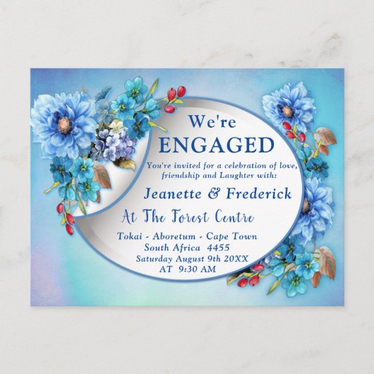 Cornflower Blues in Waterverf Verloving Uitnodiging Briefkaart (Voorkant)