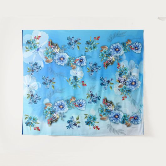 Cornflower Blues in Waterverf Wandkleed (Voorkant (horizontaal))