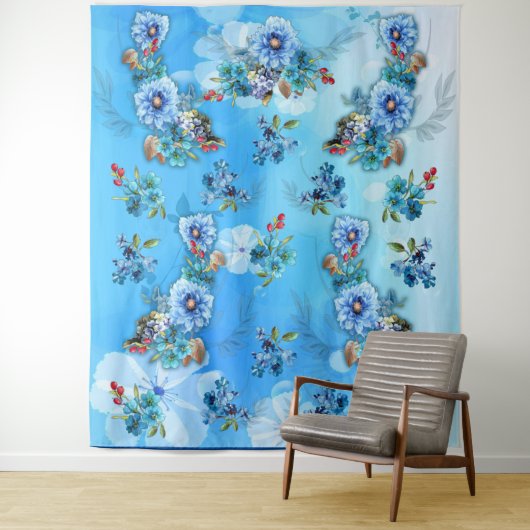 Cornflower Blues in Waterverf Wandkleed (In situ)