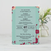 Cornflower Burgundy Retro Wedding Kaart (Staand voorkant)