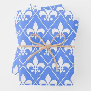Cornflower Fleur de Lis Inpakpapier Vel