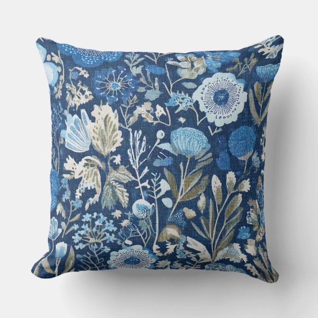 cornflower floral blues pattern kussen (Voorkant)