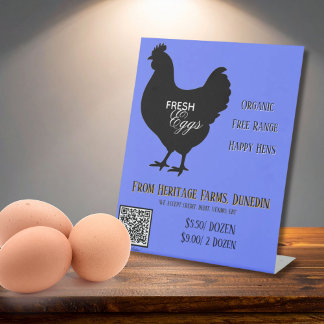 CornFlower Fresh Eggs Farmer's Market Sign QR Code Reclamebord Met Voetstuk