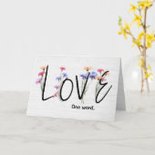 Cornflower Love-tekst op hout Kaart (Gele Bloem)