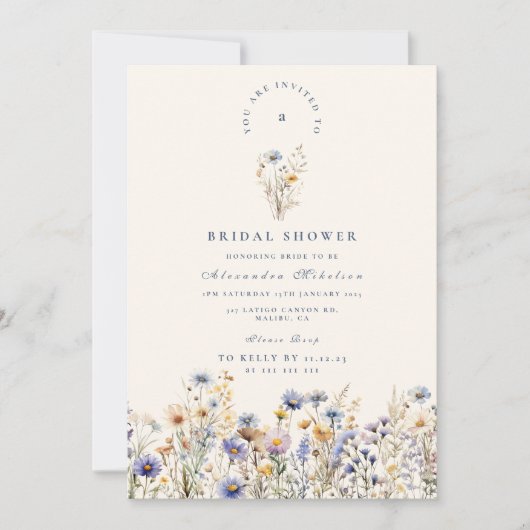 Cornflower Meadow Bridal Shower Kaart (Voorkant)
