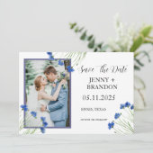 Cornflowers Wildflower Blauwe Bloemen Foto Save The Date (Staand voorkant)