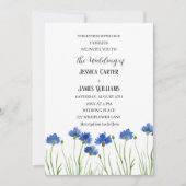 Cornflowers Wildflowers Waterverf Floral Wedding Kaart (Voorkant)